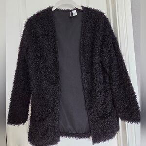 H&M Fuzzy Black Open Cardigan
